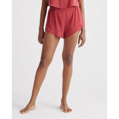 Women's 100% Washable Silk Pajama Shorts in Crimson