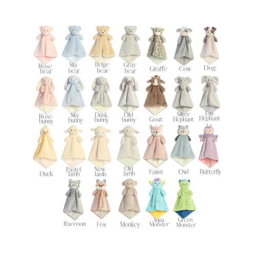 Personalized Animal Baby Lovey: Embroidered Plush Security Blanket