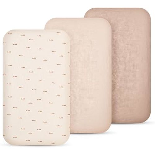 lulumoon Muslin Bassinet Sheets 3Pack: Fitted Sheets for Bedside Sleeper