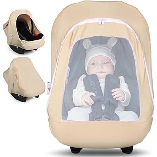 Metplus 2-in-1 Baby Car Seat Canopy, Multi Use Privacy Sun Shade, Protect Baby's Safety with Style, Infant Carrier Covers for Boys & Girls