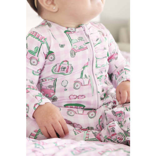 Birdie Babes Ruffle Zipper Footie | Pink