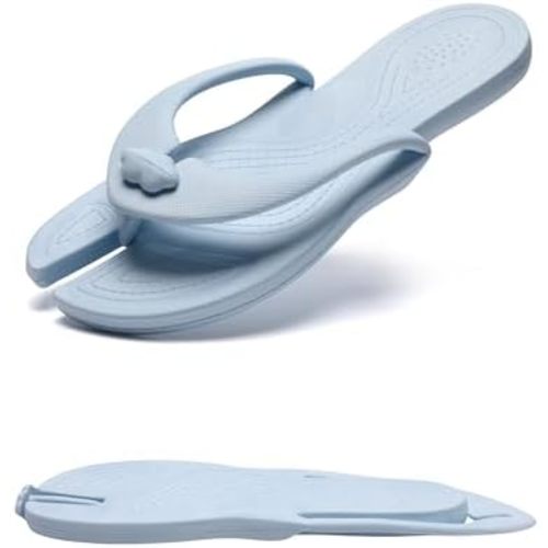 Shower Shoes Travel Slippers for Women Men, Folding Slides Sandals, Portable Hotel Spa Slippers, Waterproof Quick Drying Flip Flops, Beach Sandals