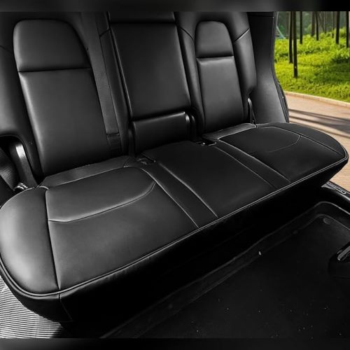 Car Seat Cover Luxury Nappa Leather Rear Seat Cover for Tesla Model Y Back Car Seat Bottom Protector, Heavy Duty Seat Cushion Without Backrest (ModeI Y Back)