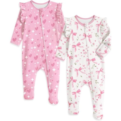 Yoofoss Baby Sleepers Baby Girl Clothes 100% Organic Cotton Pajamas for Newborn 0-3 3-6 6-9 Months Sleep and Play Pjs