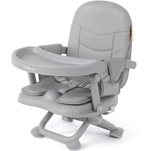 YOLEO Baby High Chair Booster Seat for Dining Table, Foldable High Chairs with Adjustable Heights, Travel Booster Seat with Removable Tray