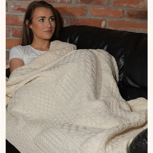 Aran Patchwork Merino Wool Throw