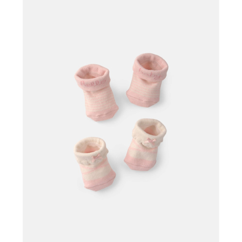 Baby Girl 2-Pack 'Hello Baby' Foldover Booties - Pink | Carter's