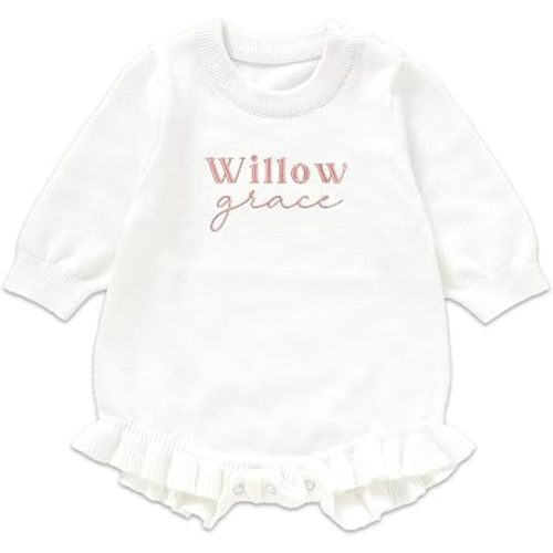 Personalized Embroidered Knit Romper, Newborn Essentials, 100% Cotton, Gender Neutral Baby Clothes