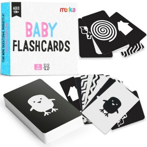 merka Newborn Toys Black And White Baby Toys High Contrast Baby Toys For Newborn Set of 50 Flashcards