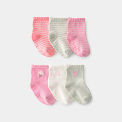 Baby Girl 6-Pack Ice Cream Socks - Pink/Ivory | Carter’s Oshkosh Canada