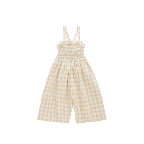 Organic Cotton Arabella Jumpsuit - Gingham Pale Khaki – Jamie Kay USA