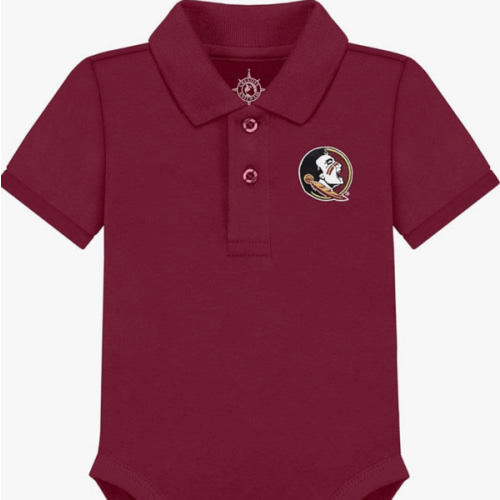 Creative Knitwear College Baby Polo Bodysuit Solid - Team Logo, Multiple Colors, for Boys & Girls (0-12 Months)