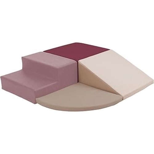 Playtime Essentials 4-Piece First Steps Corner Climber Climbing Foam Block Set for Little Kids – Indoor Toddler & Baby Soft Playset for Children to Climb and Crawl and Slide - Rosette