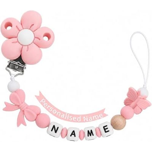 Personalized Baby Pacifier Clip with Name, Customized Name Silicone Holder Clip for Boy Girl