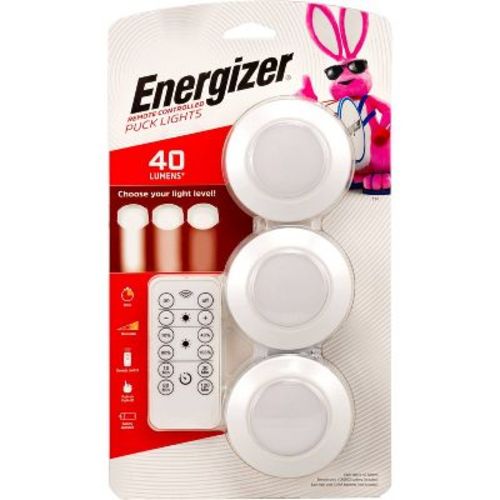 Energizer 3pk LED Puck Cabinet Lights Wireless with Remote White