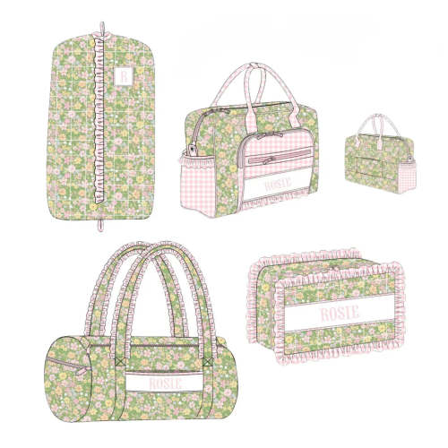 Greta Green Floral Name Smocked Luggage Collection – Little Bear Smocks