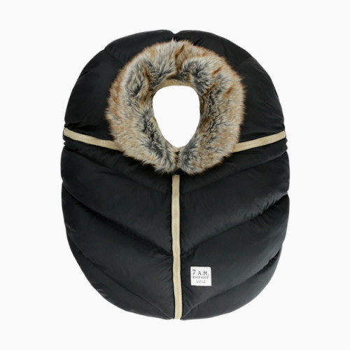 Car Seat Cocoon - Black Faux Fur