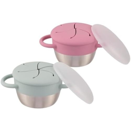 Elk and Friends Kids/Toddler Stainless Steel Snack Cups + Travel Lids | 2pk