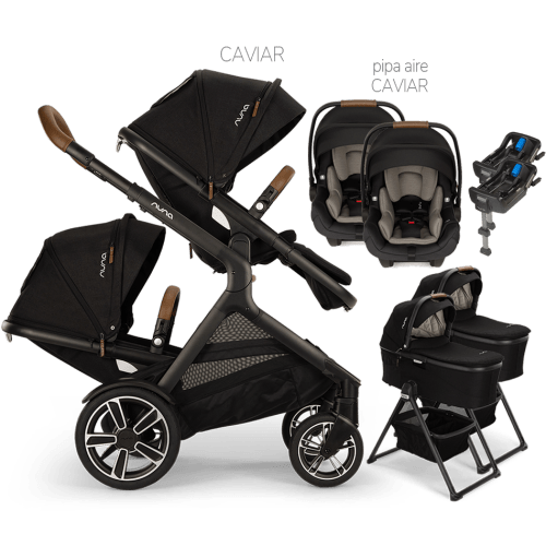 Nuna® DEMI™ Next Double Stroller for TWINS with 2 Bassinets + 2 PIPA A