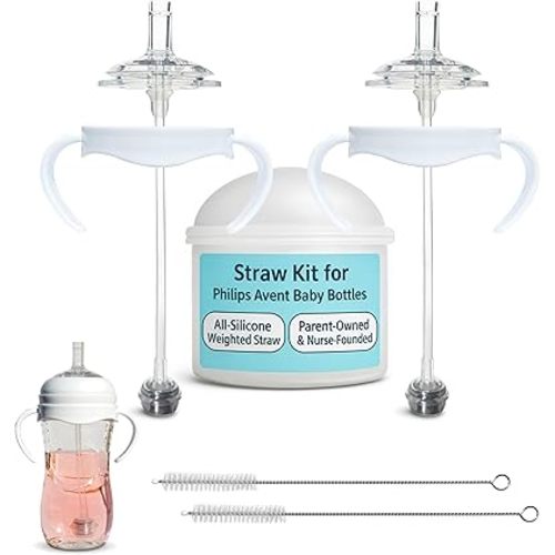 Straw Cup Conversion Kit for Philips Avent Natural Baby Bottles 2-Count