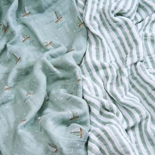 aden + anais Organic Cotton Muslin Swaddles in Sailing Seas 2 Pack