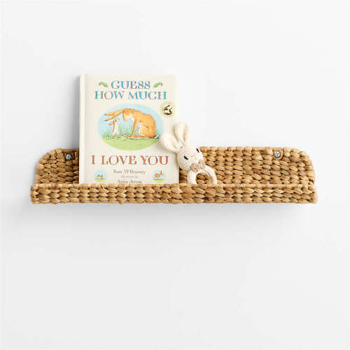 Wonderful Wicker Natural Kids Book Ledge Shelf