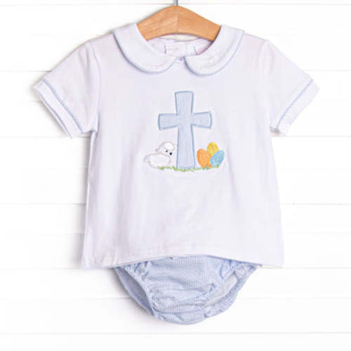 Sunday Gathering Applique Diaper Set, Blue – Stitchy Fish