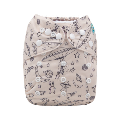 ALVABABY Print Cloth Diaper - One Size Adjustable Washable & Reusable Diaper for Babies and Toddlers-(Planet, H132A)