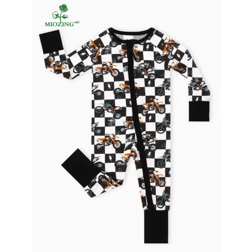 soft bamboo baby sleeper | zip-up convertible footie with 2-way zipper, american racing print, breathable & cozy, sleepwear and outdoor, high stretch fabric, crew neck, - kids' fashion - Temu