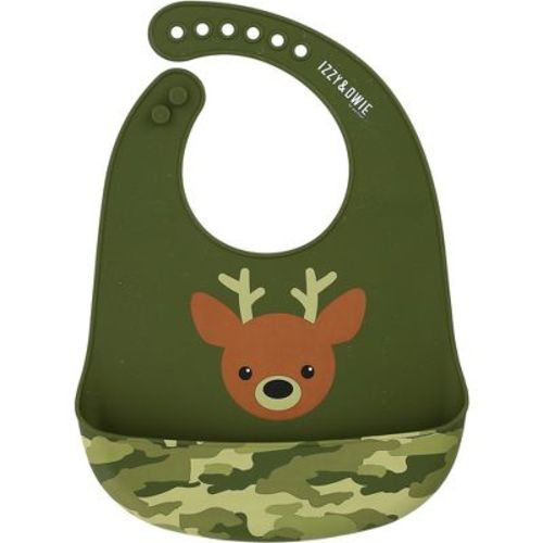Pavilion Gift Company - Woodland Green Camo Deer - 12" Silicone Catch All Bib - Bibs