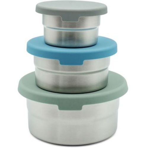 WeeSprout Stainless Steel Food Storage Containers, Leakproof Silicone Lids, BPA-Free - Set of 3 (Matte Blue/Dark Gray/Green)