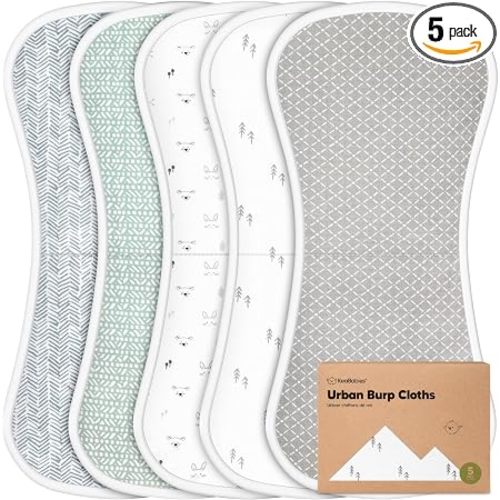 Organic Burp Cloths Baby Boy & Girl, 5-pack Cotton Burp Rags (Nordic)