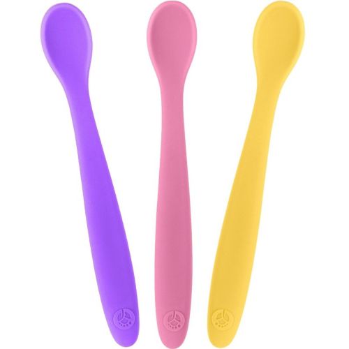 WeeSprout Silicone Baby Spoons, First Stage Infant Feeding Utensils With Soft-Tip, Set of 3