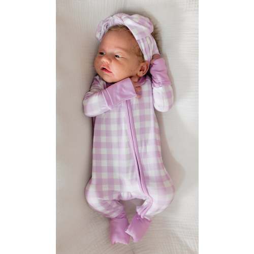 Infant Romper in Purple Gingham – Silks