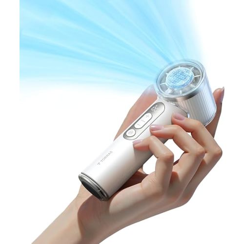 TORRAS COOLiFY iva Handheld Fan with Ice Cooler, [Chill by 50°F], 0-100 Adjustable Speed, Super Mini Powerful Portable Fan 4900mAh Rechargeable, Hand Fans for Travel Essentials,Mothers Day Gifts,Ivory