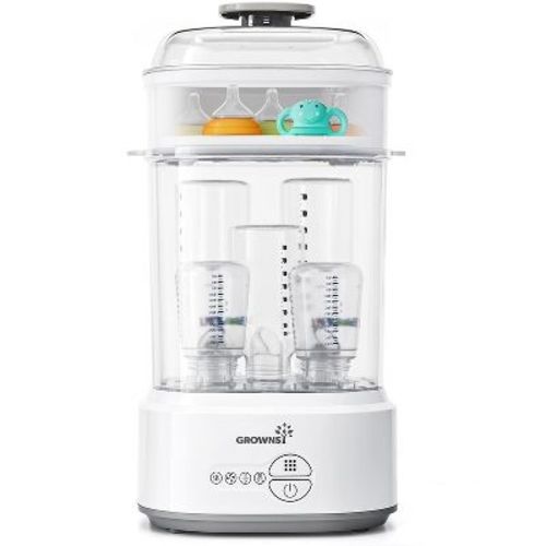 Grownsy Compact Baby Bottle Sterilizer & Dryer, Fast Sanitization, Holds 5 Bottles & Pump Parts, 3 Modes, Easy Operation, Home & Travel