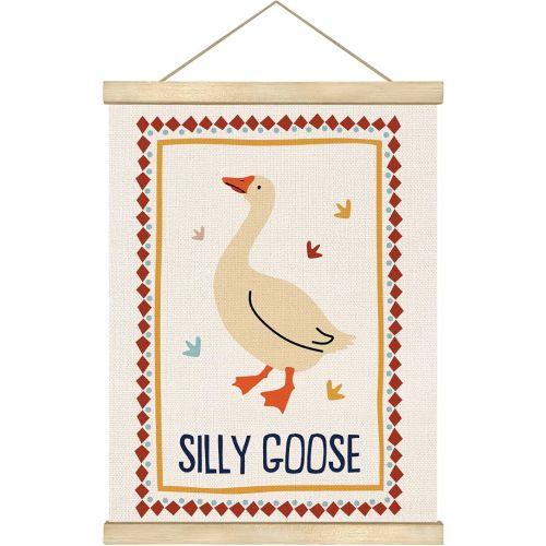 You found a duck Silly Goose Wall Art Poster,Boho Animal Canvas Posters,Whimsical Goose Nursery Decor for Playroom.Toddlers Kids Room Decor 14×18.5 Inch (LYK05)
