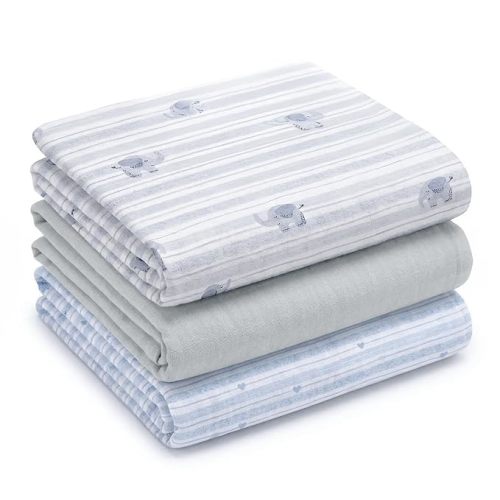 NINTARABABY Muslin Swaddle Blankets for Newborns, 3 Pack Multipurpose 100% Organic Cotton, Ultra Soft Breathable Receiving Blanket 39 x 39 inches, Swaddle Wrap for Baby Boys & Girls