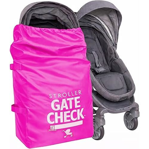 J.L. Childress Gate Check Bag for Single & Some Double Strollers - Travel Bag for Airplane, Fits Most Standard Baby Strollers, Airport Accessories for Gate Check, Flying Essentials - Red