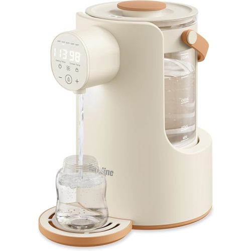 Instant Water Warmer, 2L Baby Formula Dispenser, 5 Temperature Control & 7x24H Keep Warm, Baby Bottle Warmer with Night Light, Hot Water Dispenser for All Bottles, Detachable Glass Tank