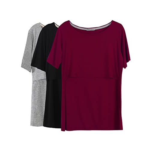 Smallshow Women's Maternity Nursing Tops Short Sleeve Breastfeeding Clothes