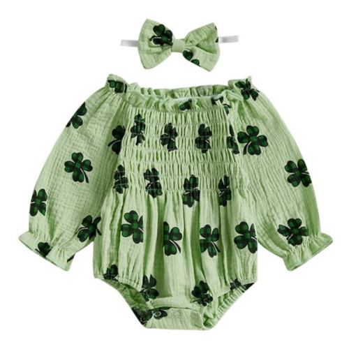 Clover Bubble Sleeve Onesie &amp; Bow