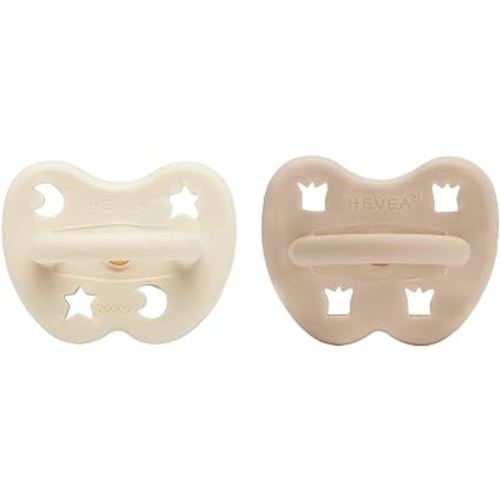 Natural Rubber Pacifier Orthodontic 3-36 Months Two-Pack - Milky White & Sand