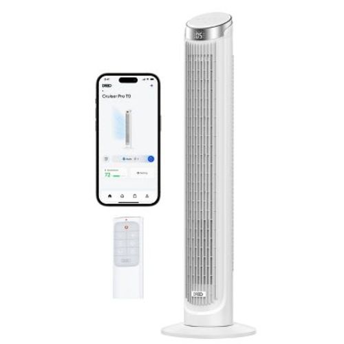 Dreo Standing Indoor Oscillating Floor Quiet Bladeless Tower Fan White: 42 Inch, 4 Speeds, ETL Listed, Electric