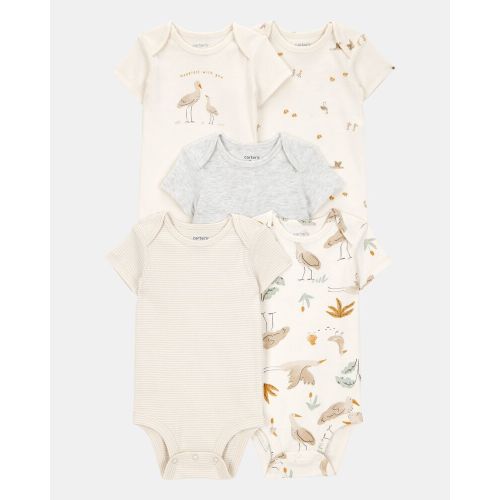 Baby 5-Pack Striped Birds Short-Sleeve Cotton Bodysuits | Carter’s Oshkosh Canada
