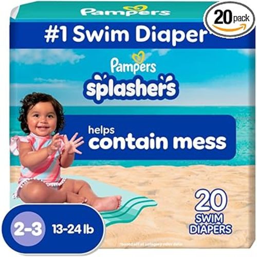 Pampers Swim Diapers - Splashers - Size 2-3, 20 Count, Gap-Free Disposable Baby Swimming Pants