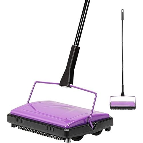 Yocada Carpet Sweeper Cleaner for Home Office Low&Undercoat Carpets Rugs Pet Hair Dust Scraps Paper Small Rubbish Cleaning with a Brush