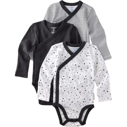 Butterblu Baby Sterling 3-pack Kimono Bodysuits 100% Organic Cotton Side Snap for Baby Boys & Girls