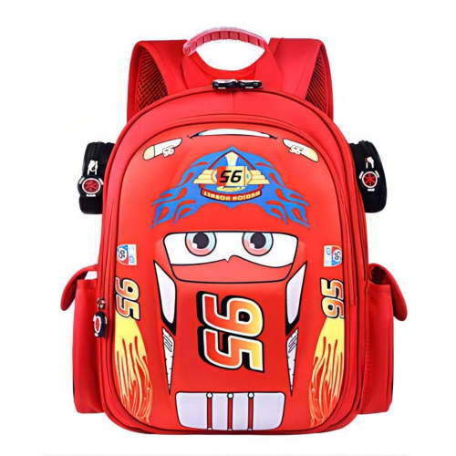 Cars Lightning McQueen Backpack 3D Pocket Cartoon Backpack Mini Red Racing Backpack