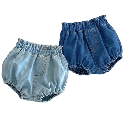 Colorful Childhood Toddler Denim Bloomers Shorts Baby Girls Boys Loose Harem Shorts 2pcs